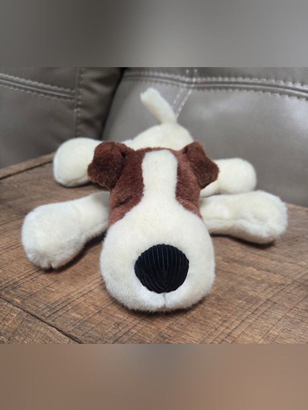 Vintage Russ Berrie Hiccup Dog Plush 10" Sleeping Puppy Floppy & Corduroy Nose